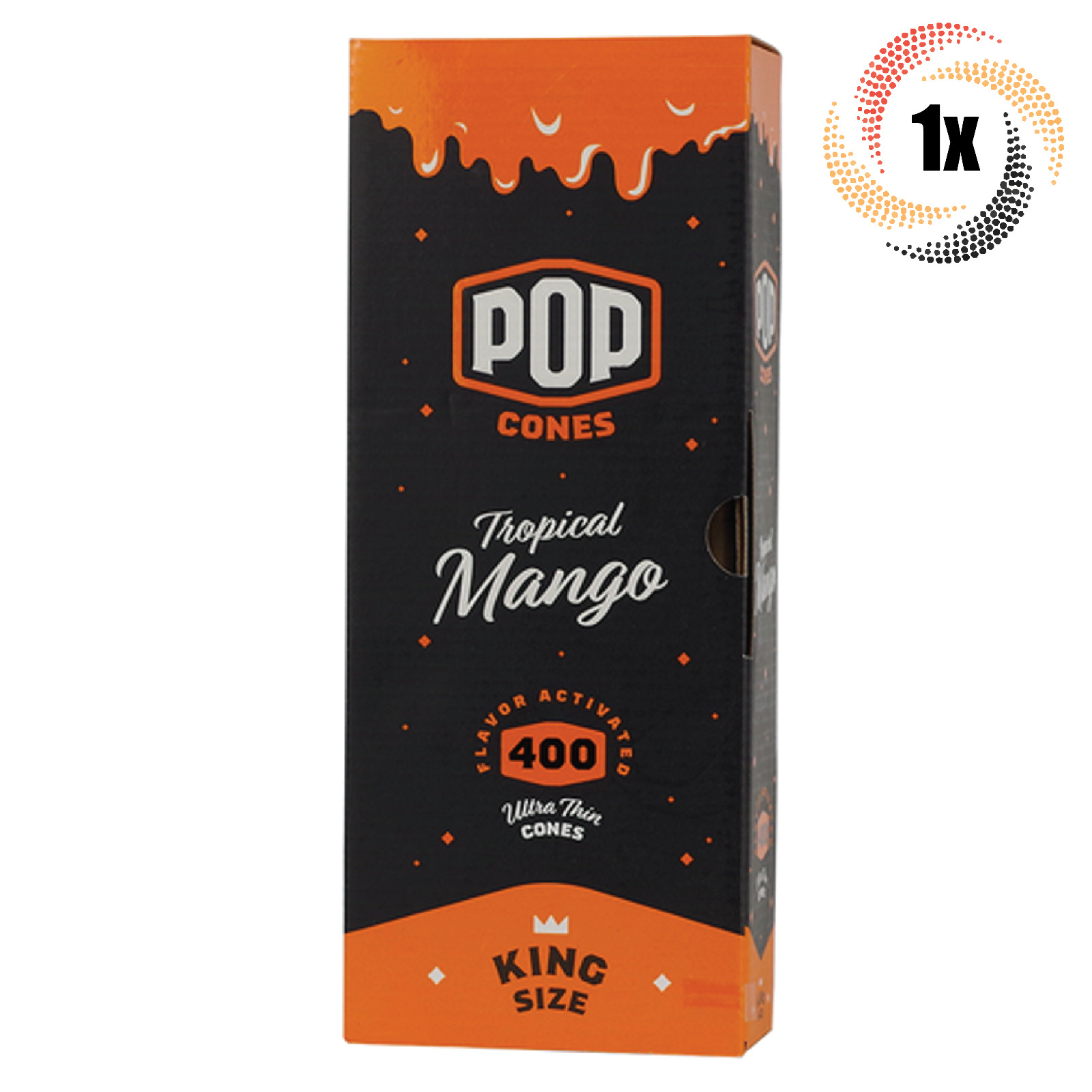 1x Box Pop Tropical Mango Cones | 400 Cones Each | 1 1/4 | + 2 Free Tubes