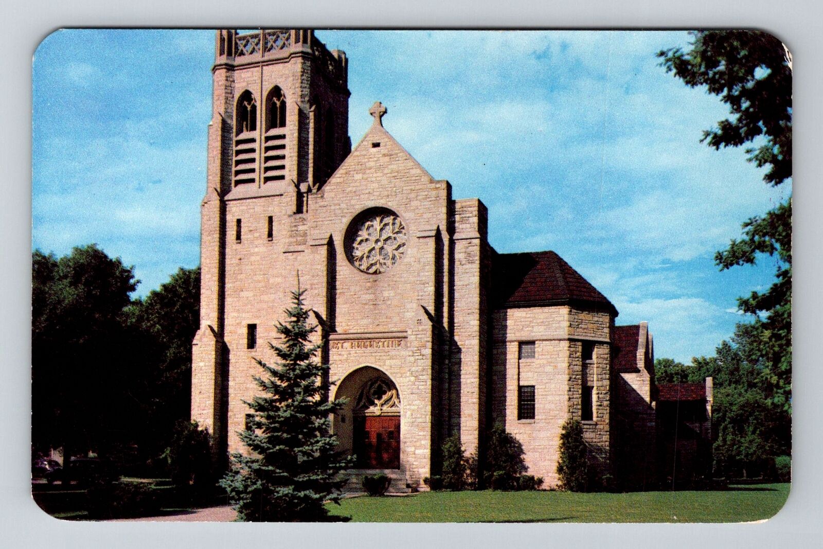 Rensselaer IN-Indiana, St Augustine Church, Vintage Postcard