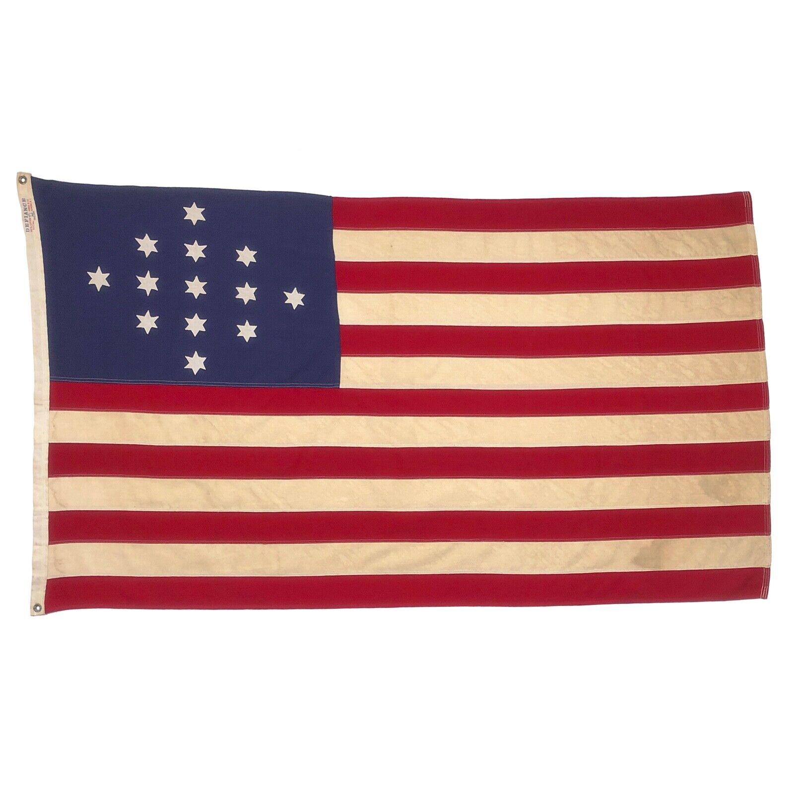 Vintage Sewn Cotton Hulbert Flag 13 Stars Old Cloth American Revolutionary War