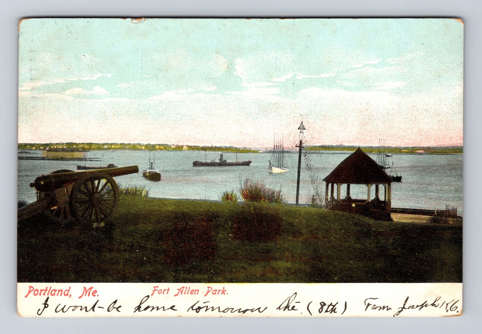 Portland ME-Maine, Fort Allen Park, Antique Vintage c1907 Souvenir Postcard