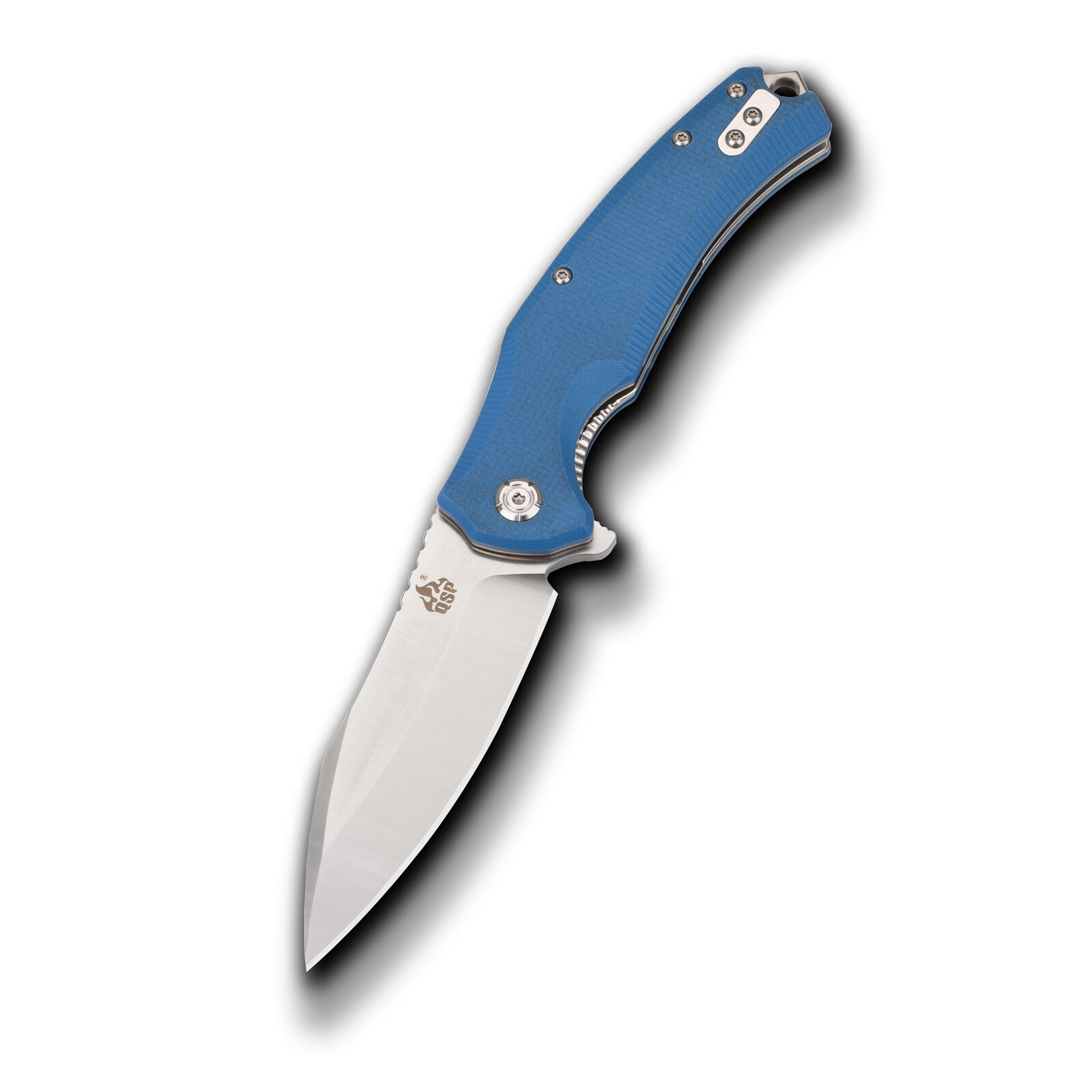 QSP Snipe Liner Lock Pocket Knife Blue G10 Handle Plain Satin D2 Edge QS121-A