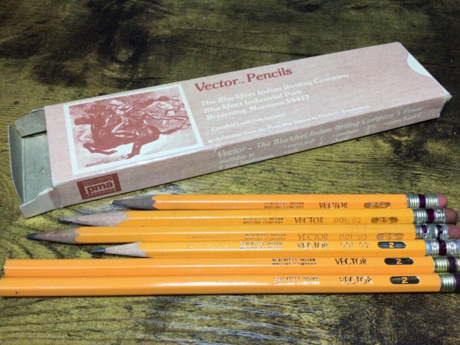 6 mix Vintage Vector Pencils Med Soft #2 #2-2/4 Blackfeet Indian Writing