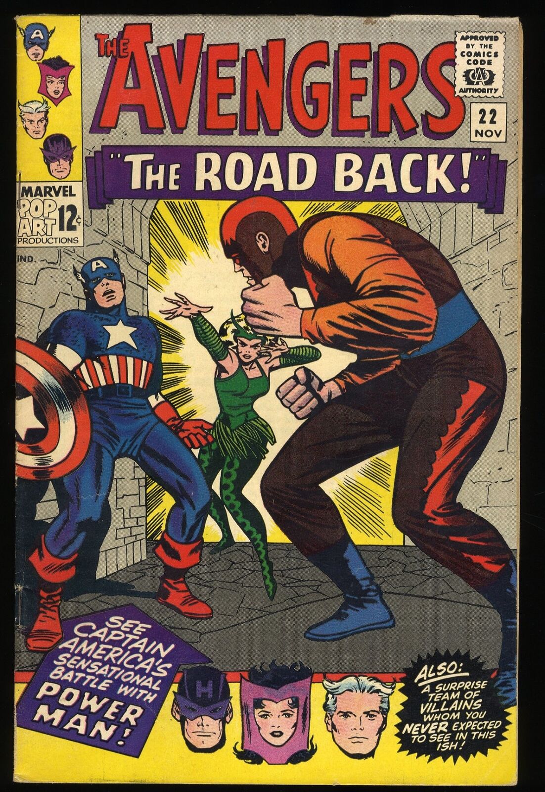 Avengers #22 FN+ 6.5 Captain America Scarlet Witch Power Man Marvel 1965