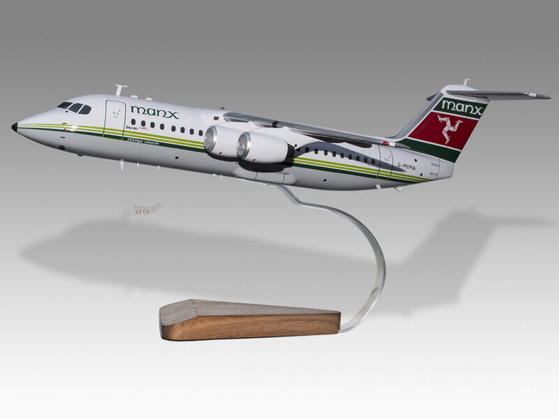 BAe 146-200 Manx Airlines Ver.2 Solid Mahogany Wood Handcrafted Display Model