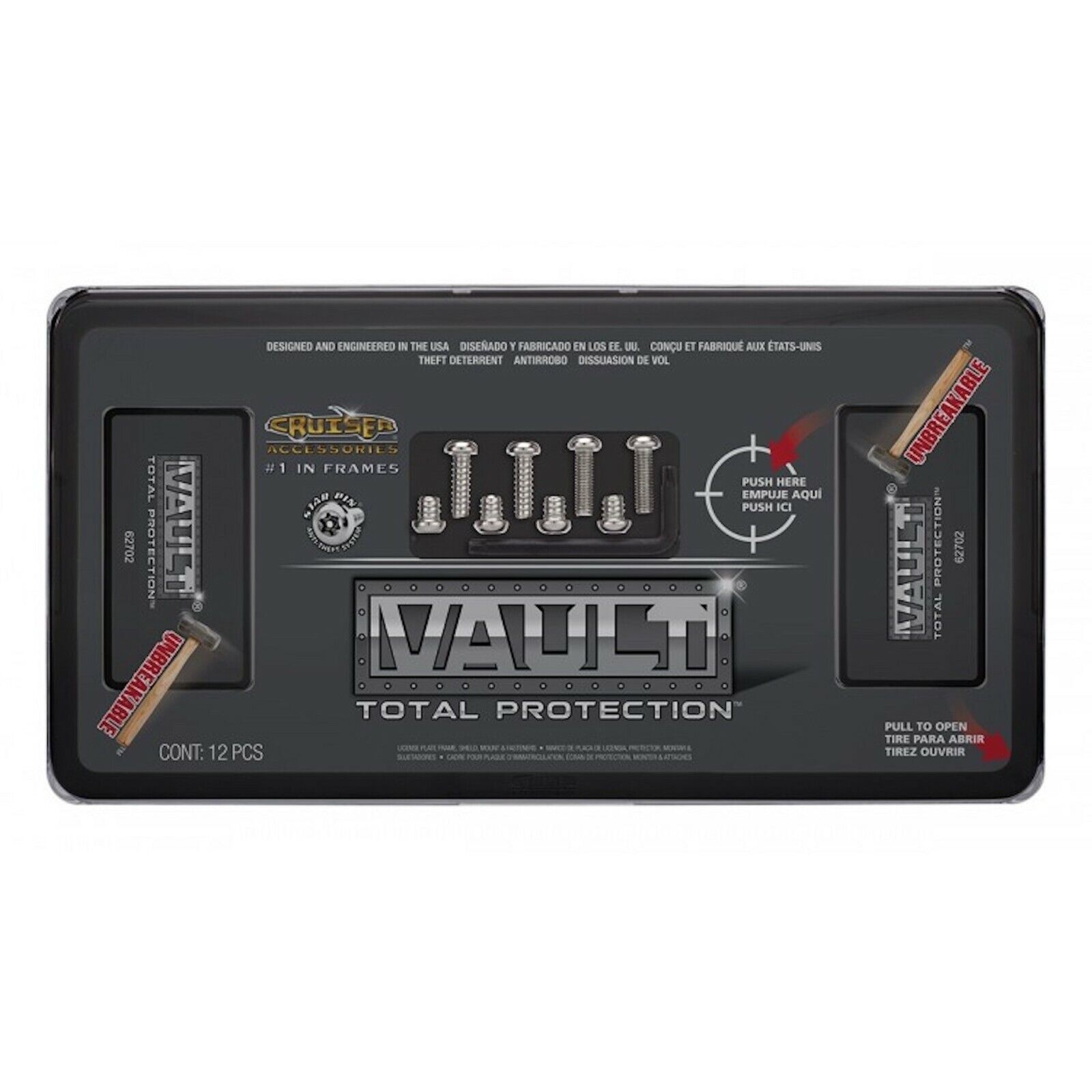 vault black smoke abs plastic license plate frame usa made