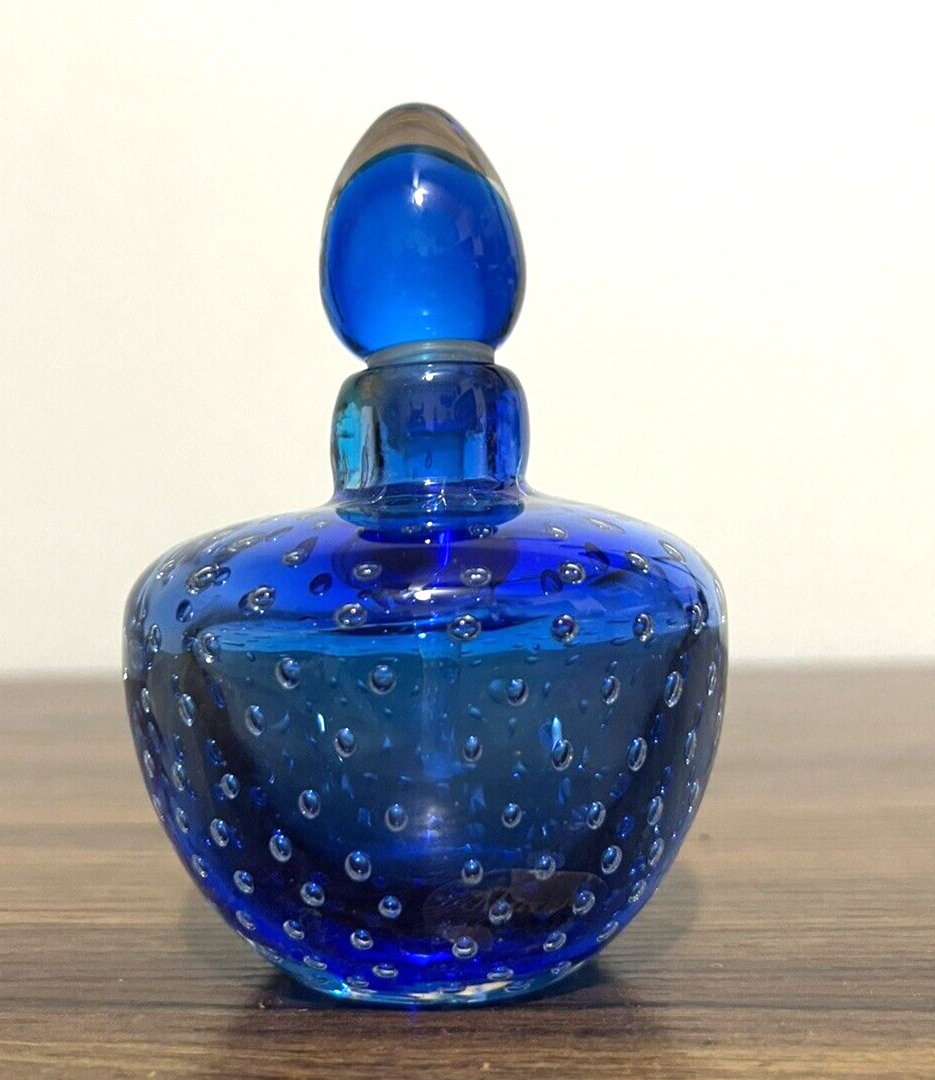 Unique Murano Glass Modern  Perfume Bottle w/Stopper Glassware blue