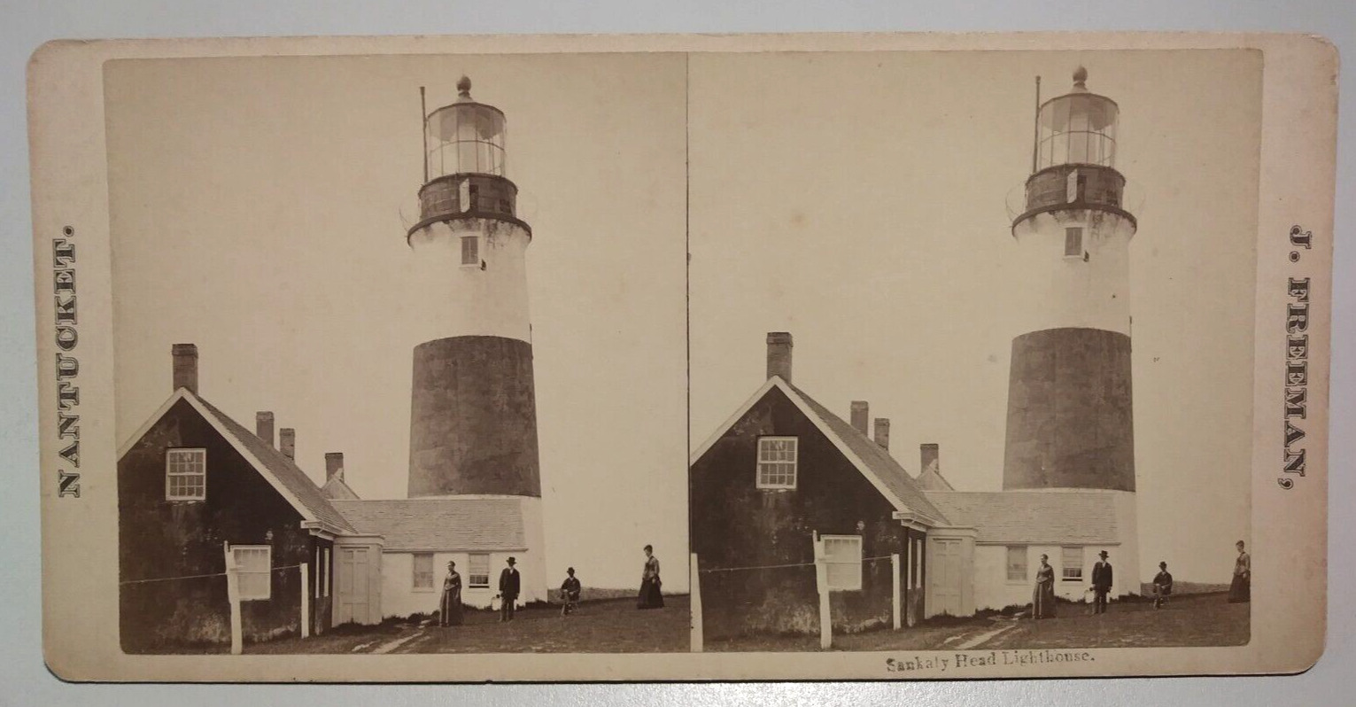 Sankaty Head Lighthouse Nantucket Massachusetts J. Freeman Stereoview Photo