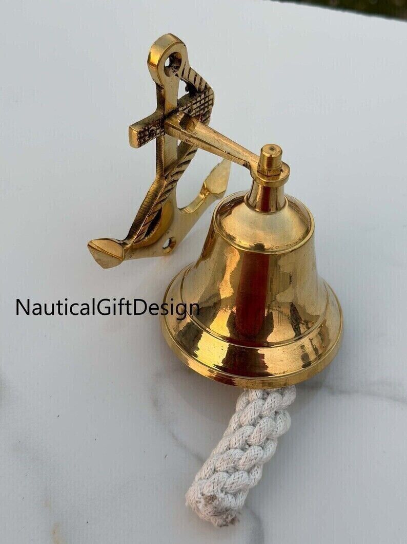 Handmade Nautical Brass Bell Wall Hanging Ship Bell 4\