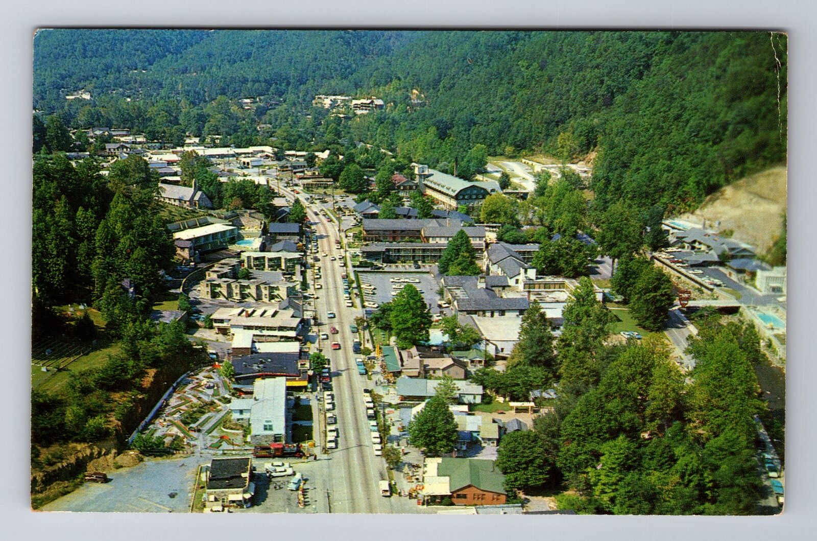 Gatlinburg TN-Tennessee, Aerial Of Town Area, Antique Vintage Souvenir Postcard