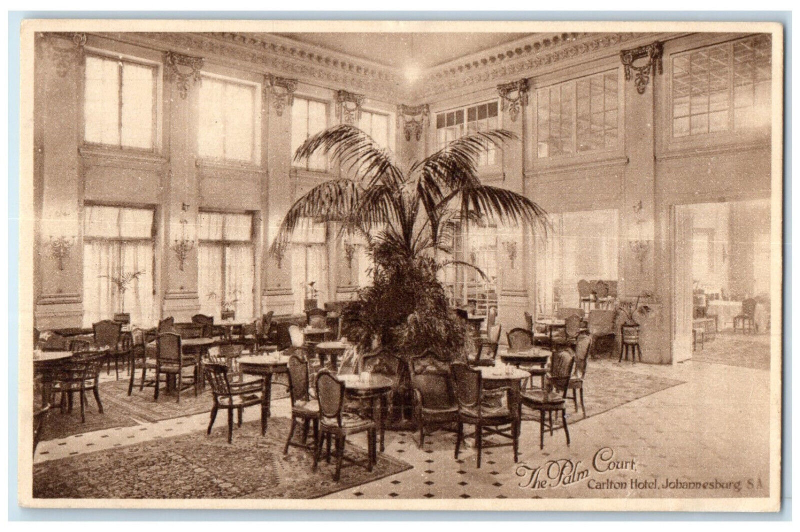 c1920's The Palm Court Carlton Hotel Johannesburg South Africa Postcard