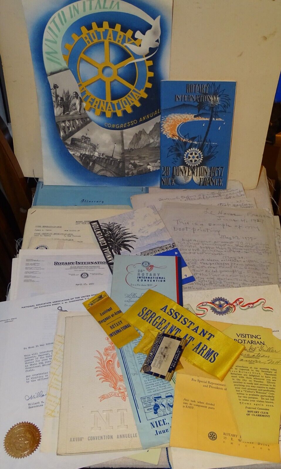1937 Europe & Rotary Convention Nice France Trip - Hand Written Diary,Books,etc
