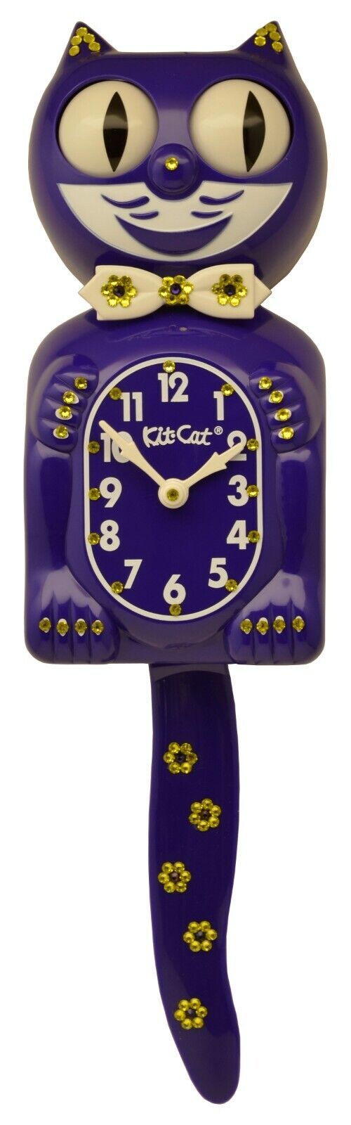 Limited Edition Flower Kit-Cat Klock Swarovski Crystals Jeweled Clock Purple