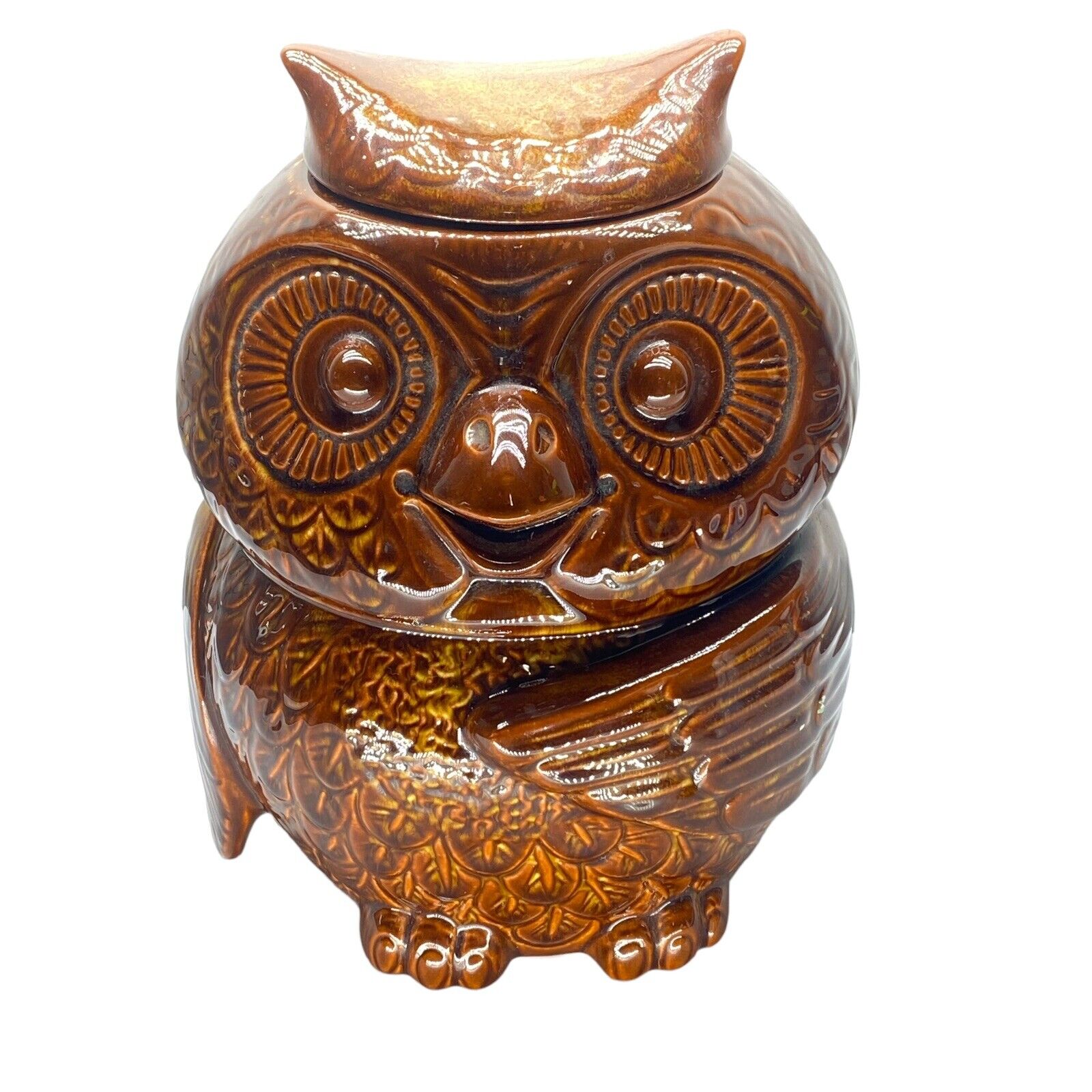 Vintage MCM McCoy Woodsy Brown/Carmel Owl Ceramic Cookie Jar #204