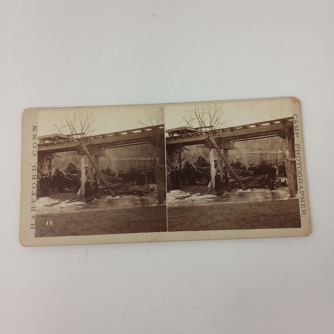 Antique D.S. Camp City Of Hartford 1878 Train Wreck Stereoview #12