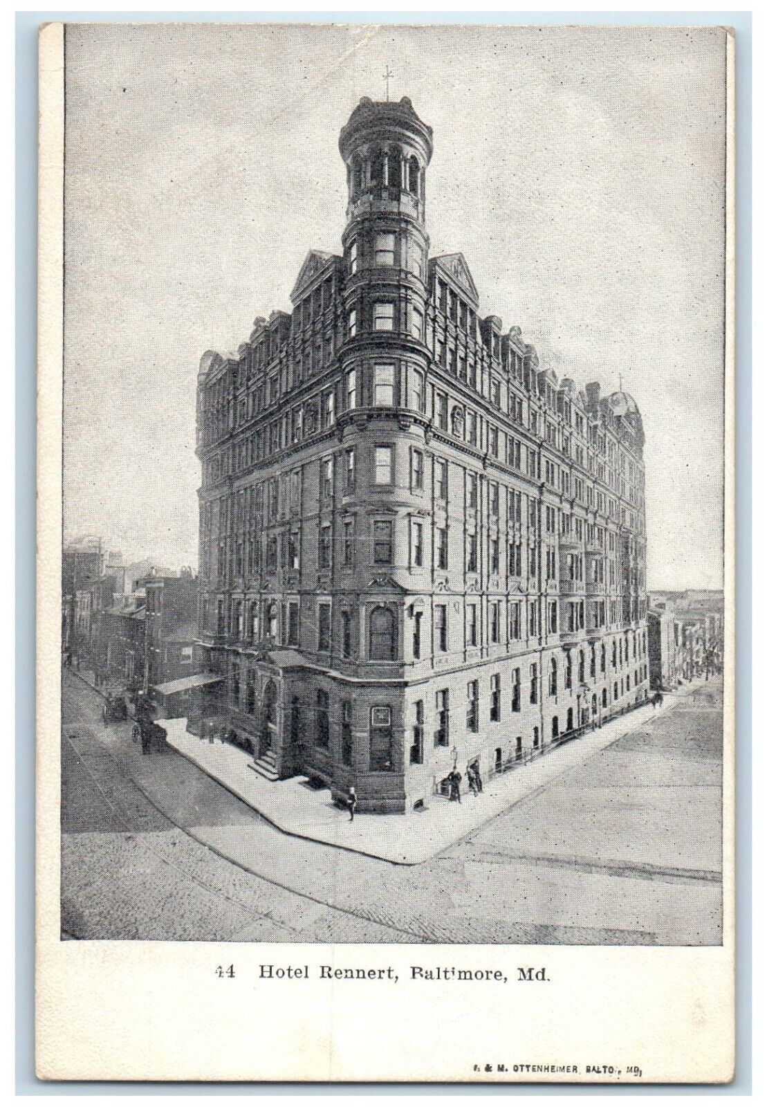 c1905 Hotel Rennert Exterior Building Street Baltimore Maryland Vintage Postcard