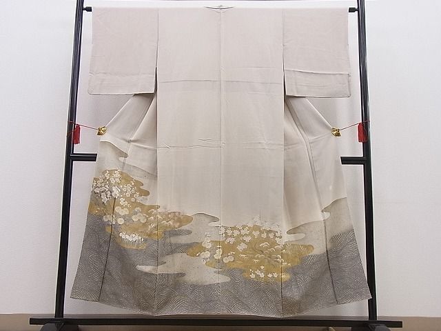 Kimono Colored Tomesode   Luxury , Shochiku Plum, Flowing Water Flower Pattern,