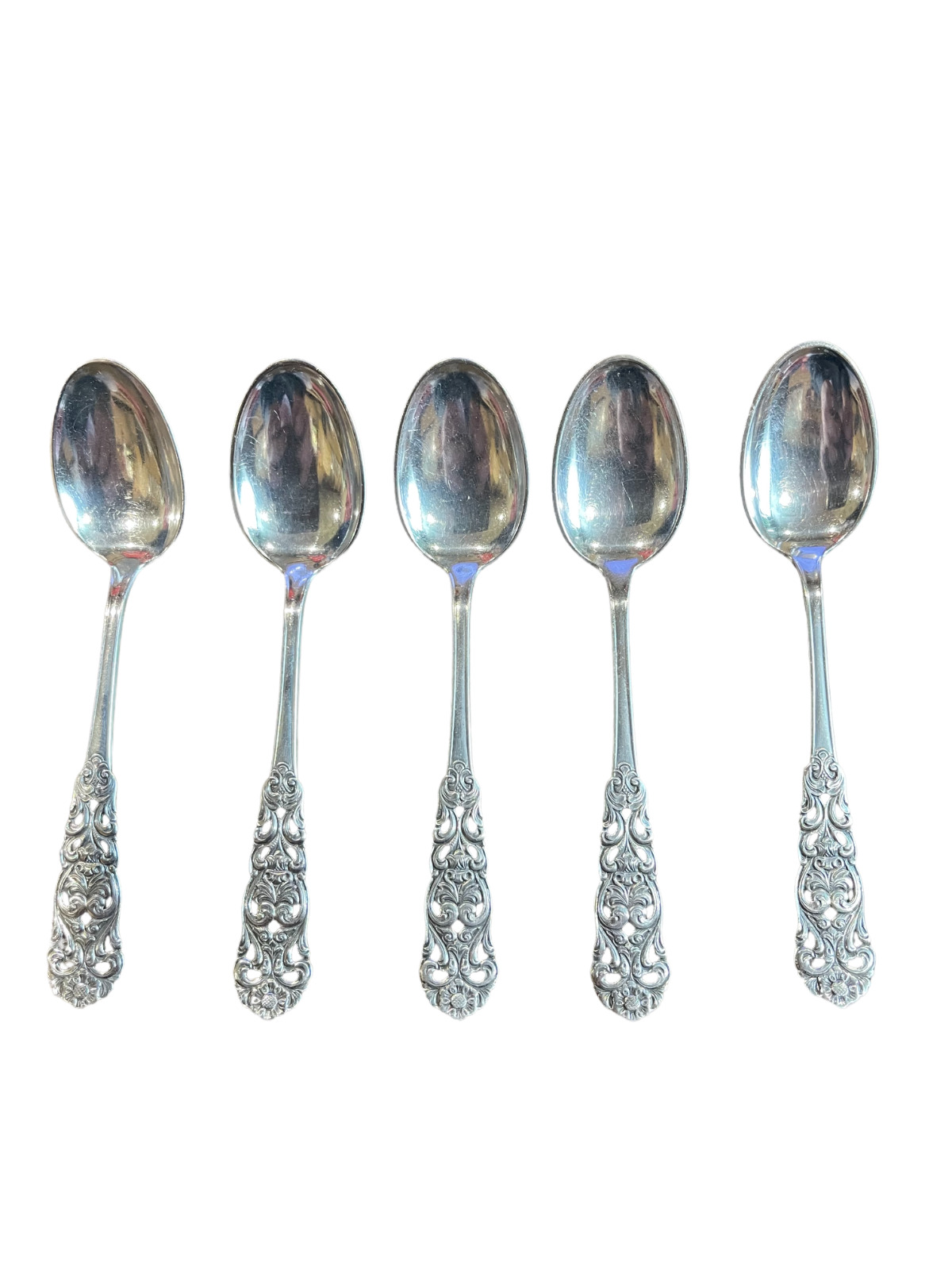 Set of 5 Norwegian 830 Silver Coffee Spoons - Valdres Pattern