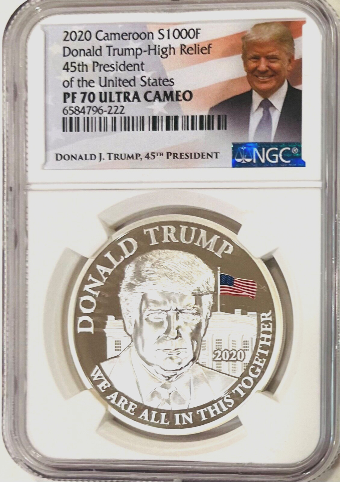 2020 Cameroon S1000F DONALD TRUMP 1 Oz High Relief Silver Coin  NGC PF70  🇨🇲
