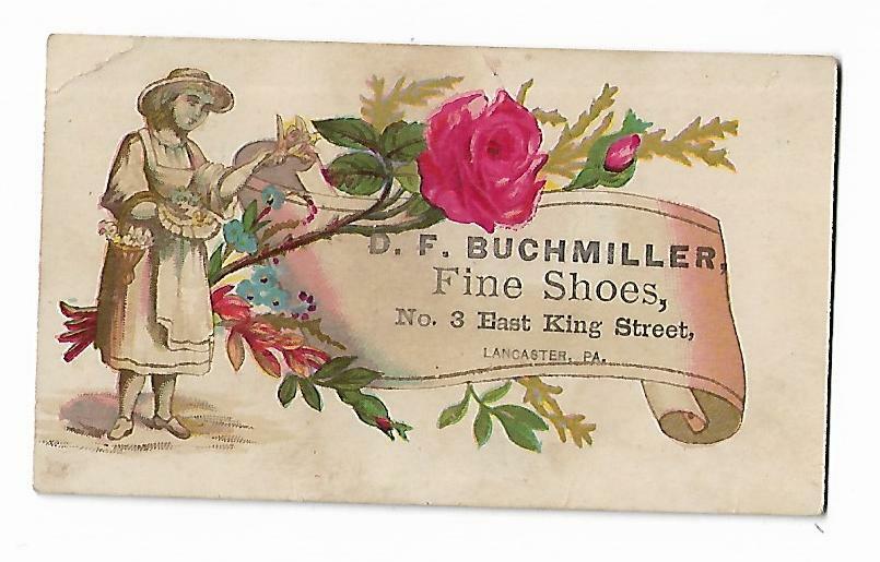 Old Trade Card DF Buchmiller Fine Shoes Lancaster PA