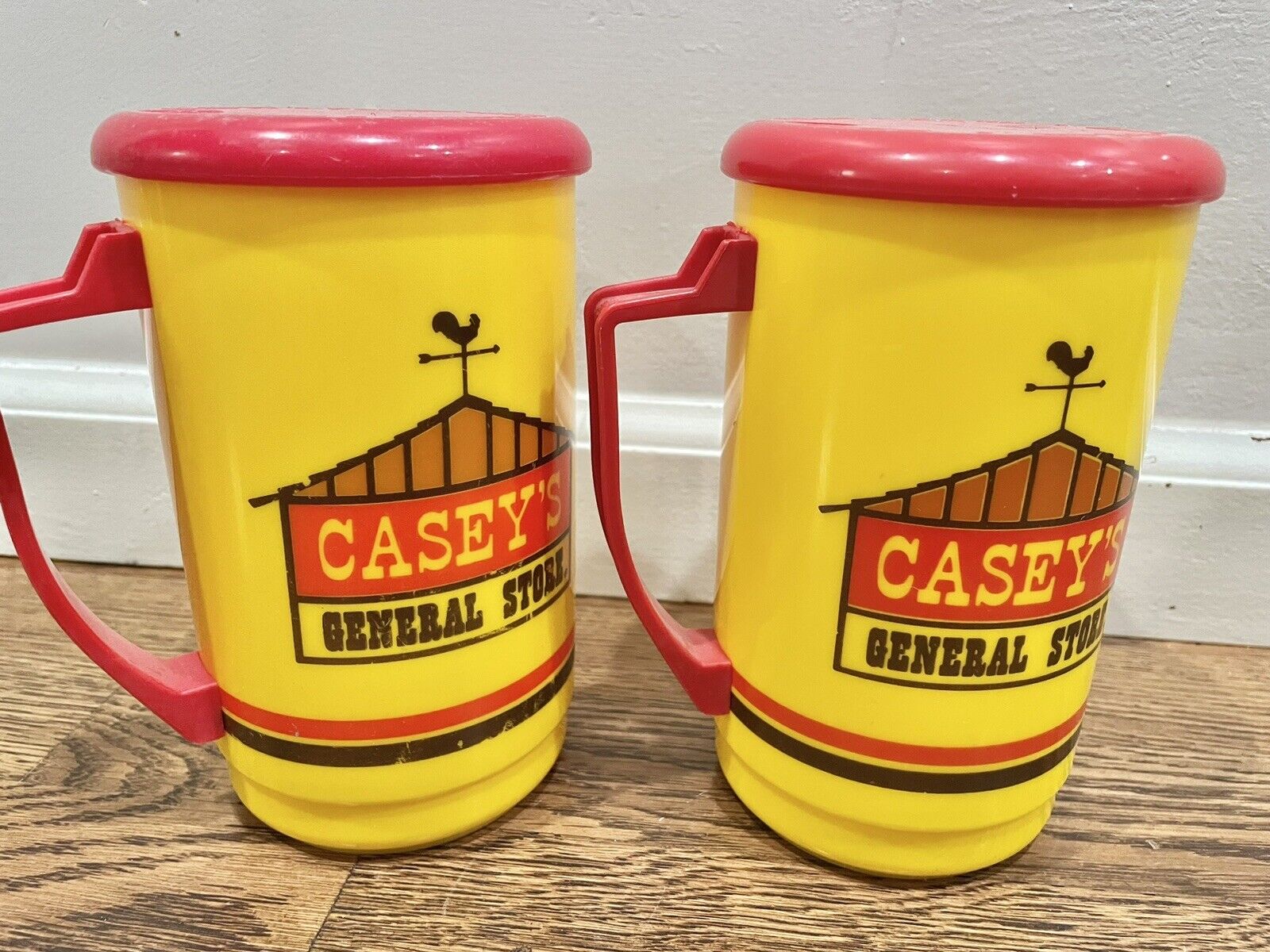 Pair of Vintage Casey’s General Store Whirley Refillable Travel Mug NL