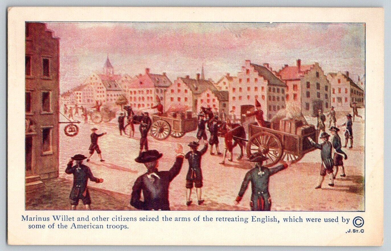 NY Tercentenary Postcard~ Marinus Willet & Citizens Seize British Arms