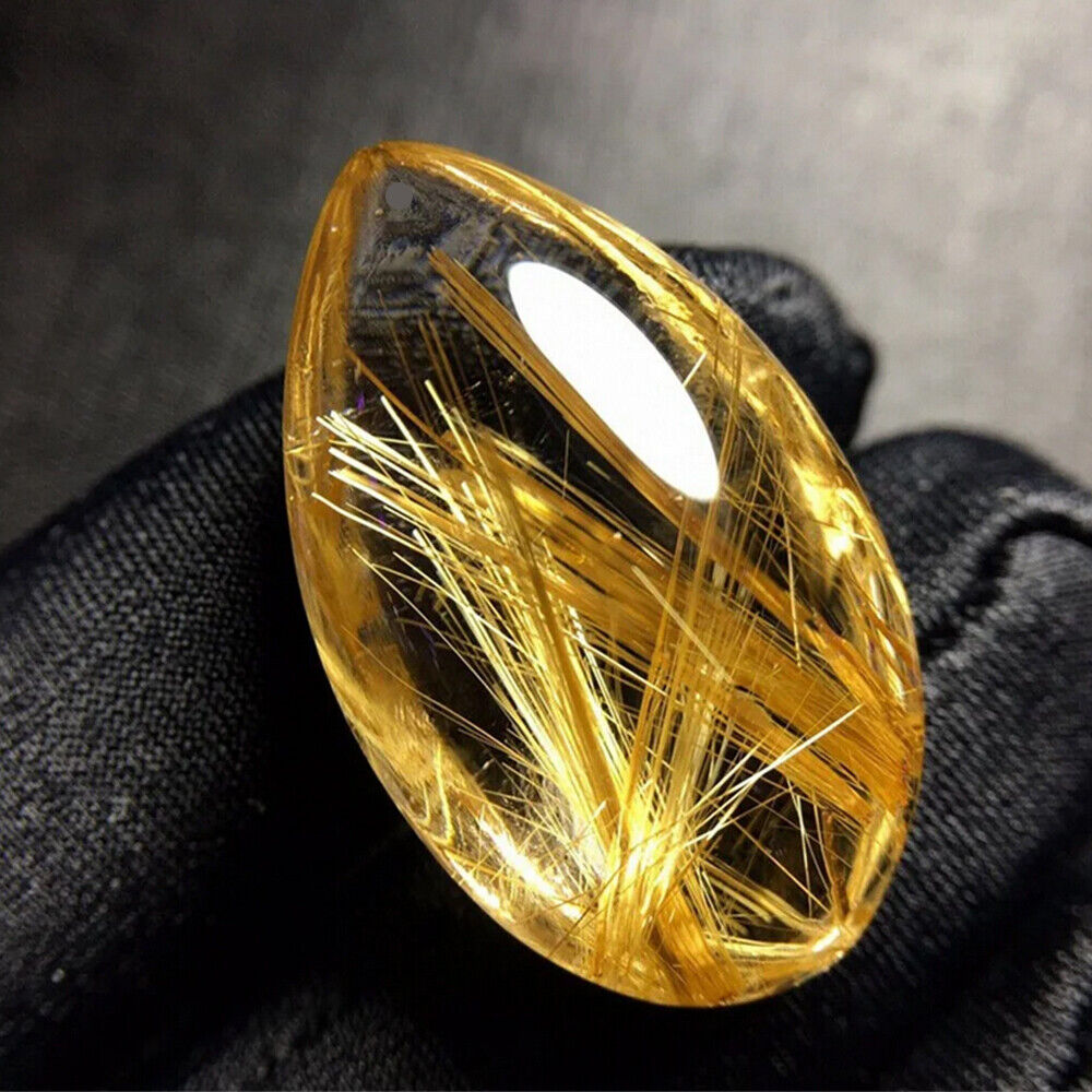 5x Natural Citrine Mineral Hair Crystal Rutilated Quartz Polished Healing Stone