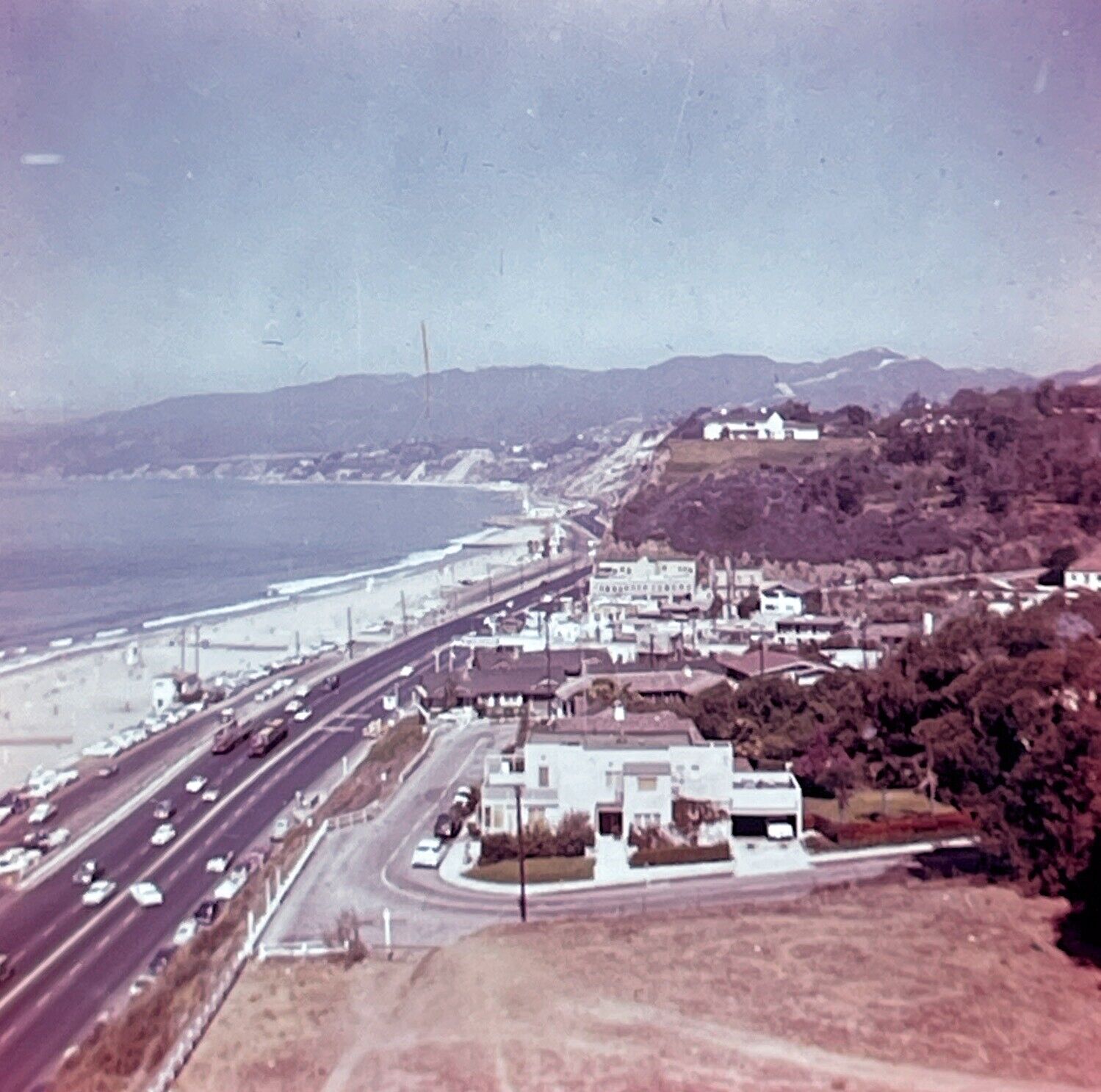 Original 1957 35mm Slide Pacific Palisades CA Los Angeles Street Beach