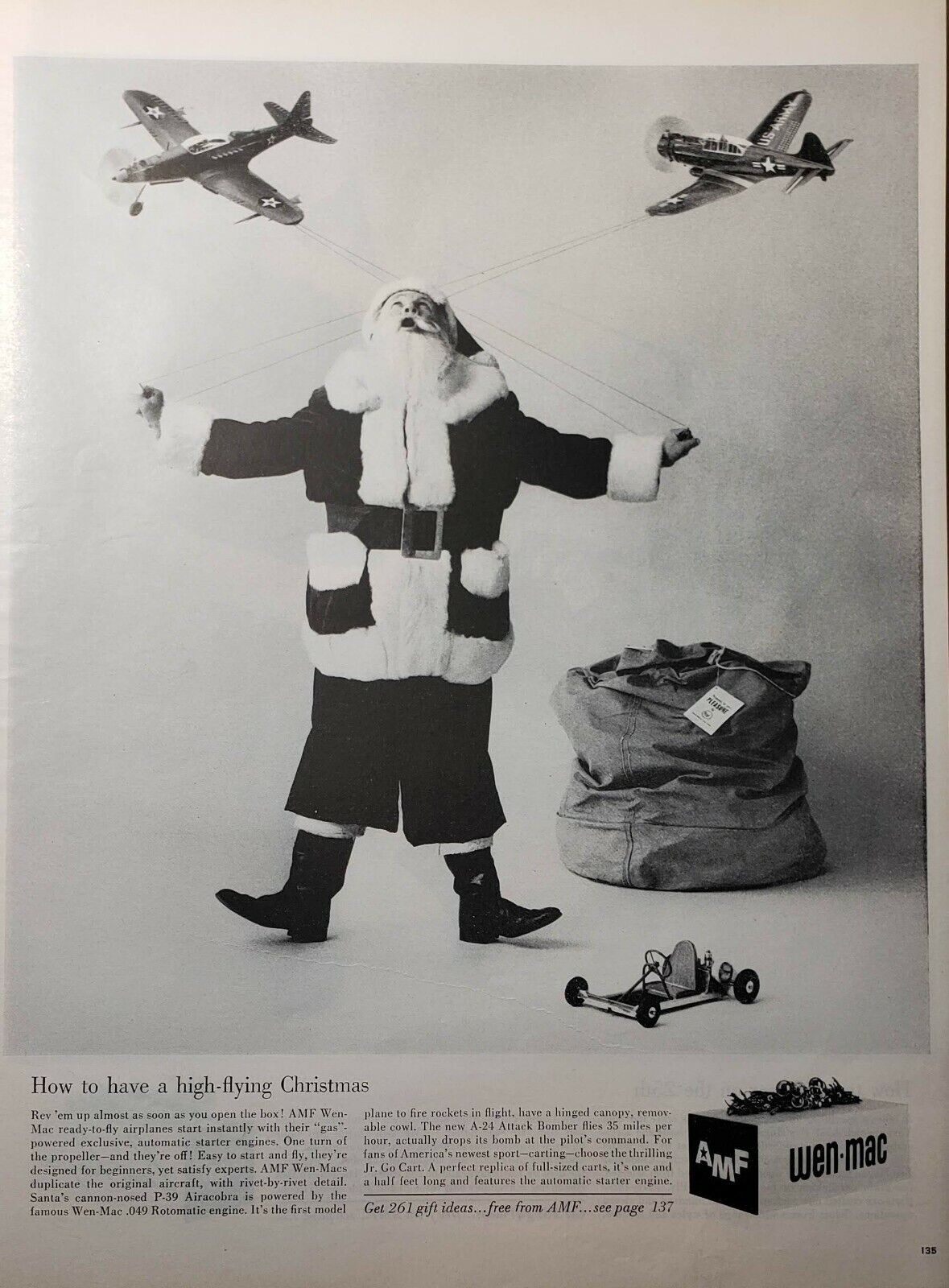 4 Vintage AMF Voit WEN-MAC Christmas Toys Print Ads