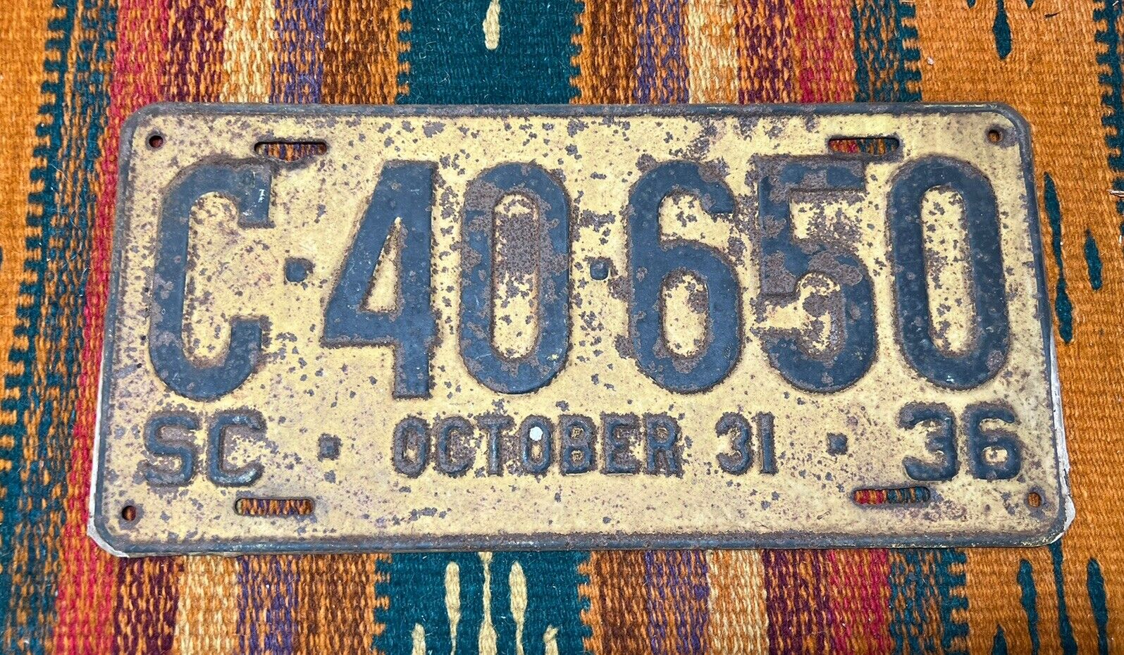 Vintage 1936 South Carolina License Plate