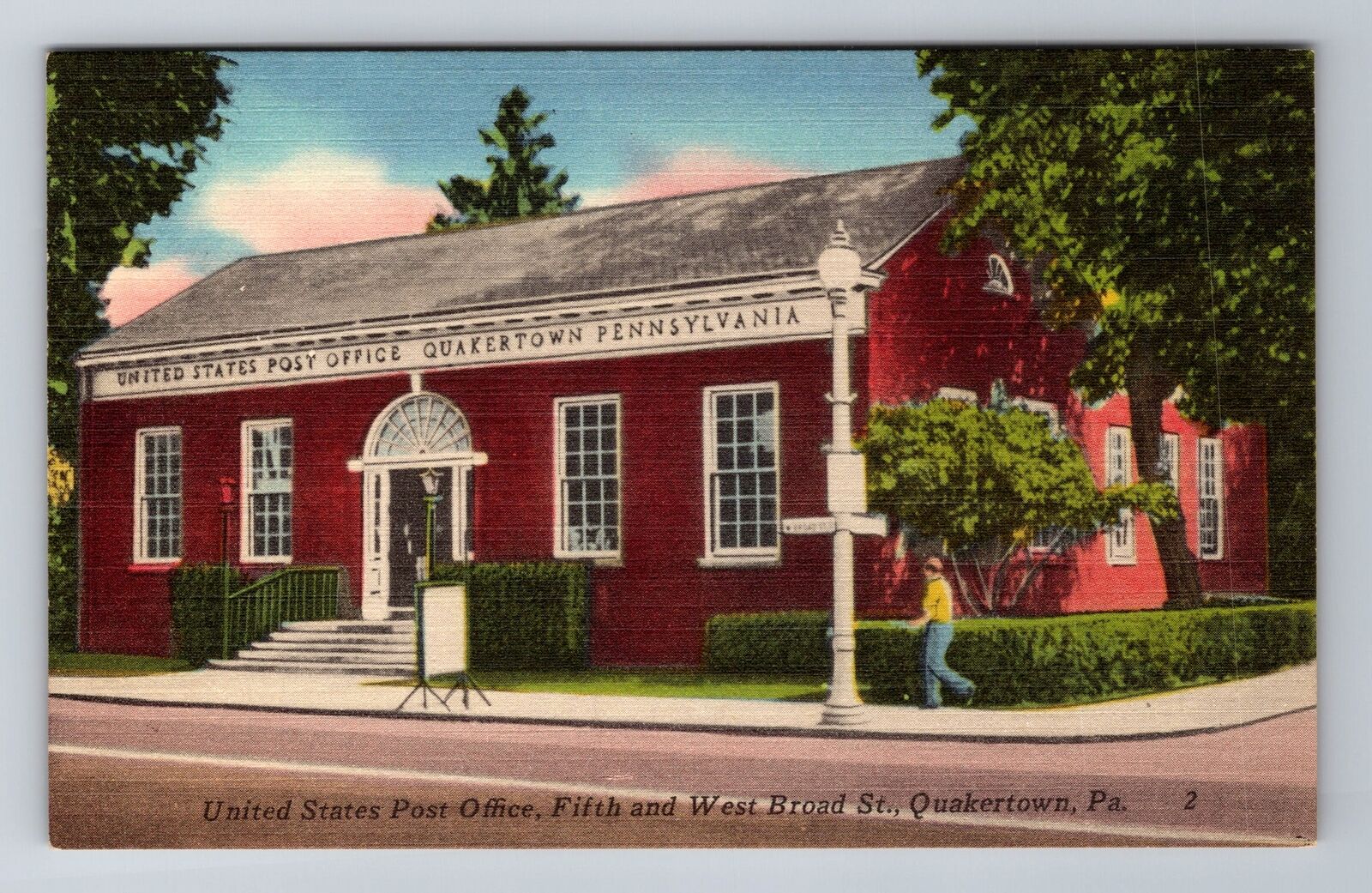 Quakertown PA-Pennsylvania, U.S. Post Office Building, Antique Vintage Postcard