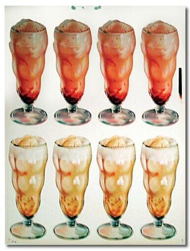 Ice Cream Signs Display Die-Cut Poster Images 1957 Malts in Glasses Vintage