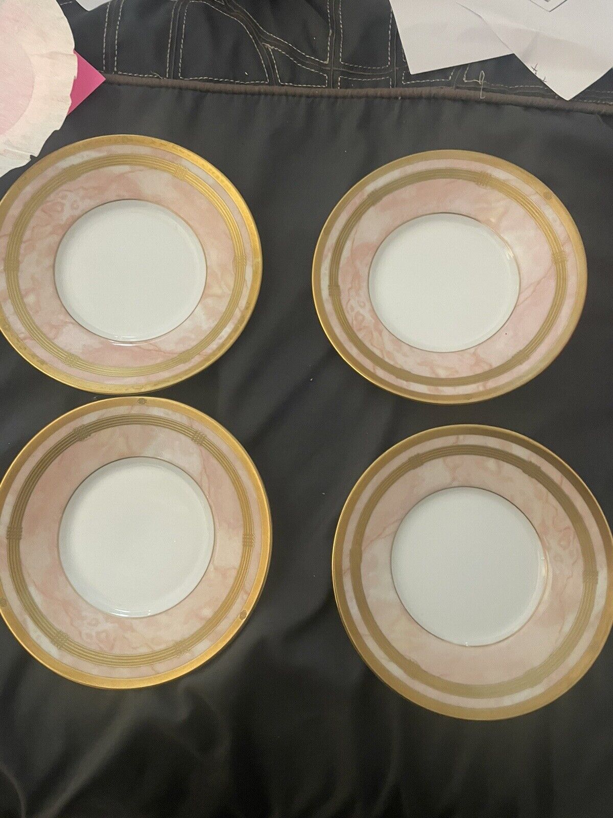 4 Christian Dior Marbre Rose Saucers Only