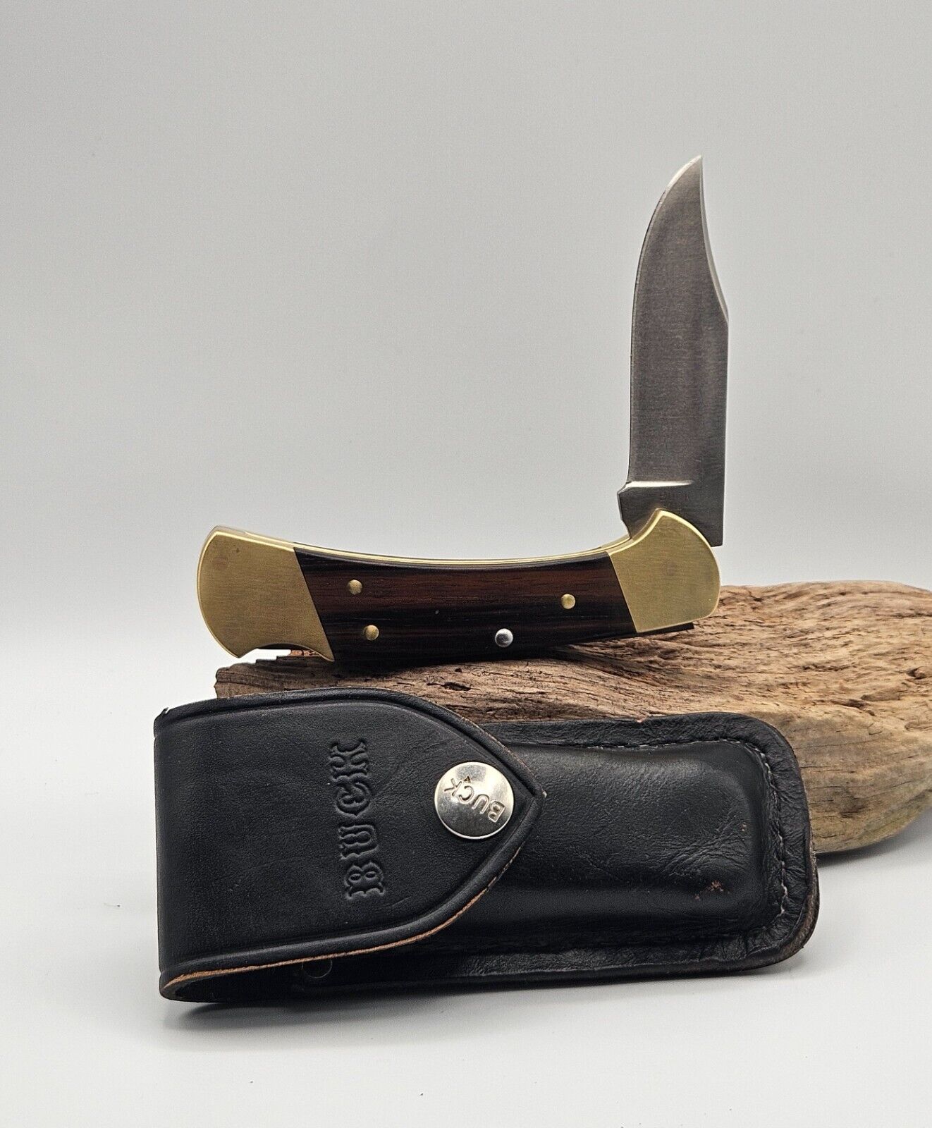 Vintage Buck 112 Ranger Folding Lockback Knife w/ sheath 1974 - 80 made in USA