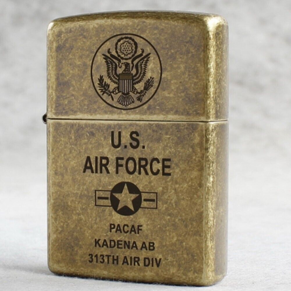 Zippo lighter 201FB Antique Brass/ US Air Force Symbol Design Free 3 Gifts