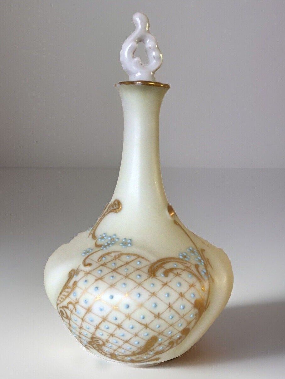 JEAN POUYAT ~ Limoges, France ~ Ant. Porcelain 6 3/4” Vanity Bottle~Hand Painted