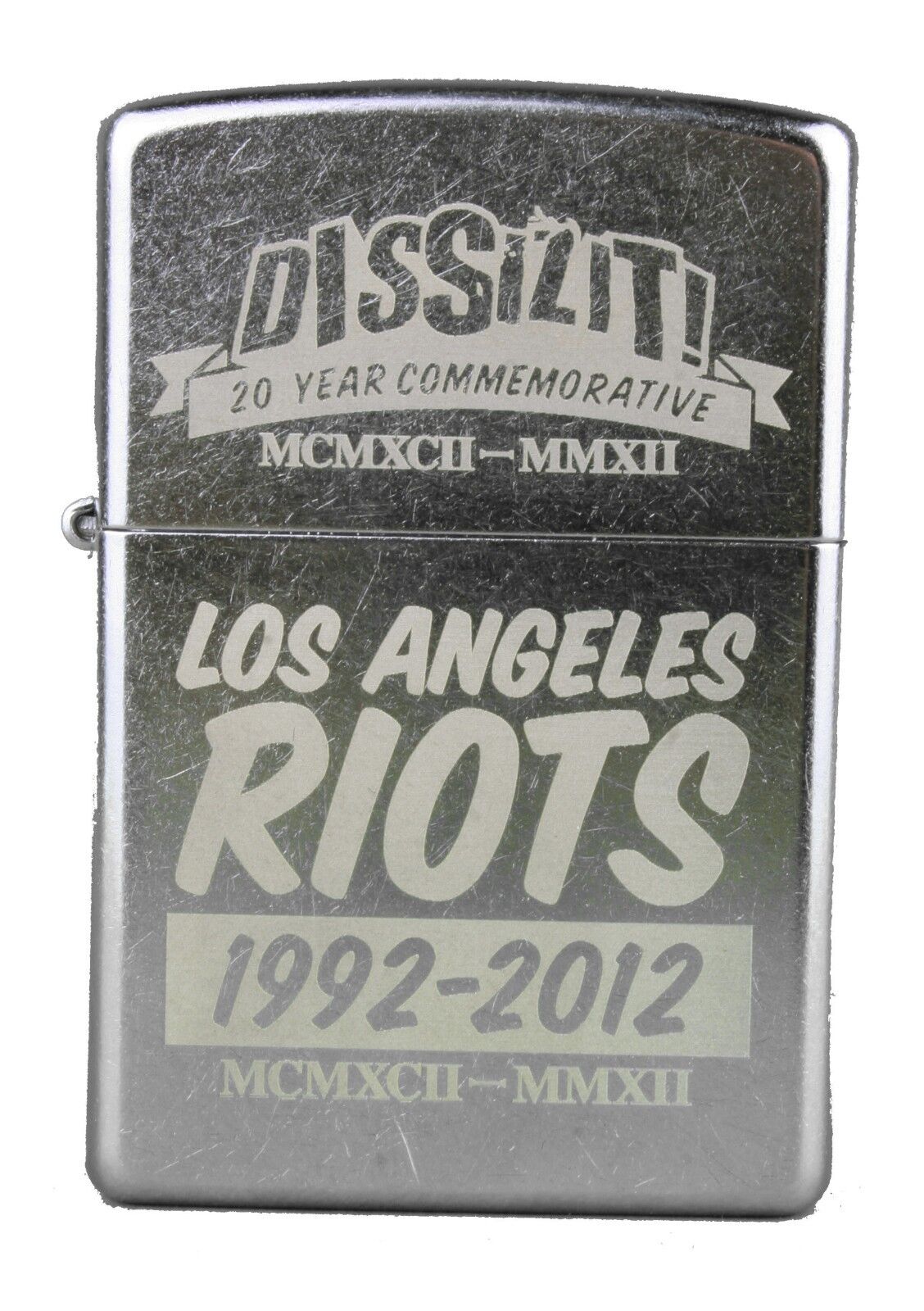 Dissizit 20 Year Los Angeles Street Riots Commemorative Chrome Zippo Lighter NW