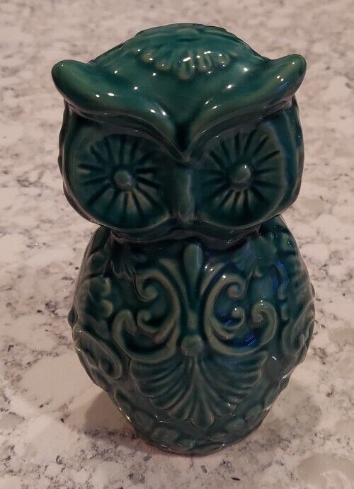 Vintage Wise Old Owl Blue Green Cool Ceramic Home Decor