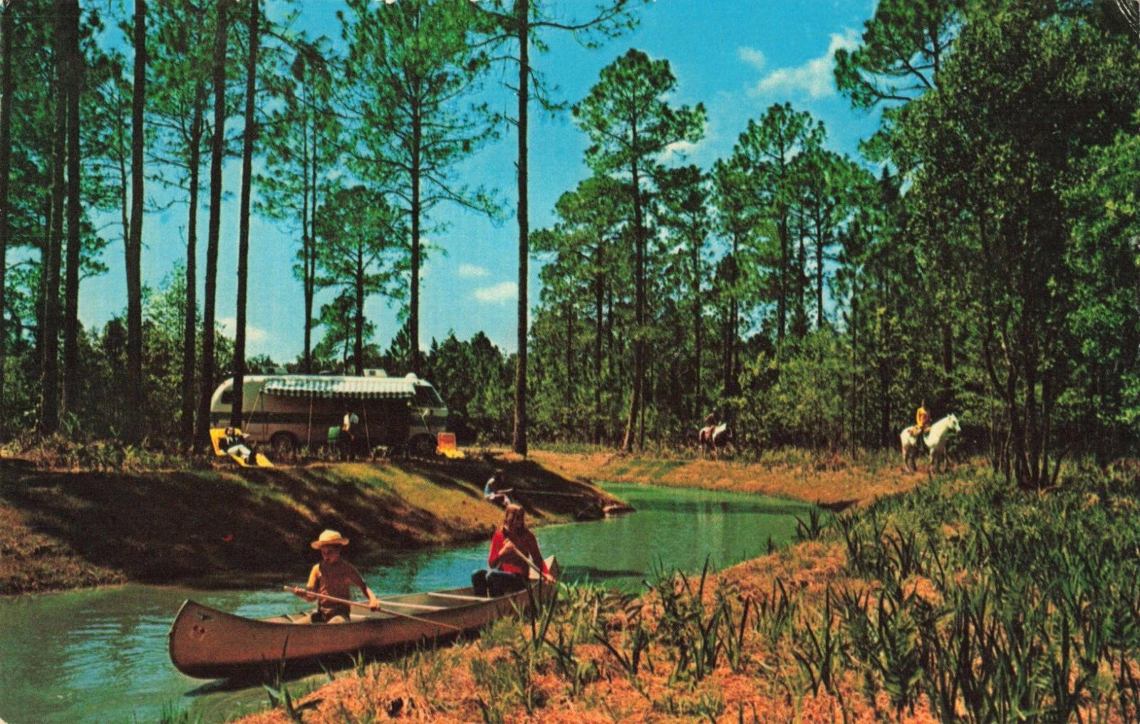 Orlando FL Florida, Walt Disney World Fort Wilderness Canoeing, Vintage Postcard