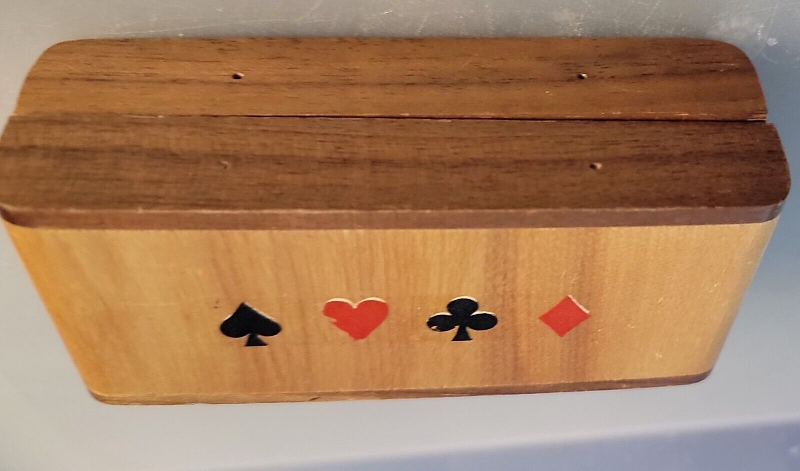 Vintage Wood Hand Crafted Poker Chip Box W/chips