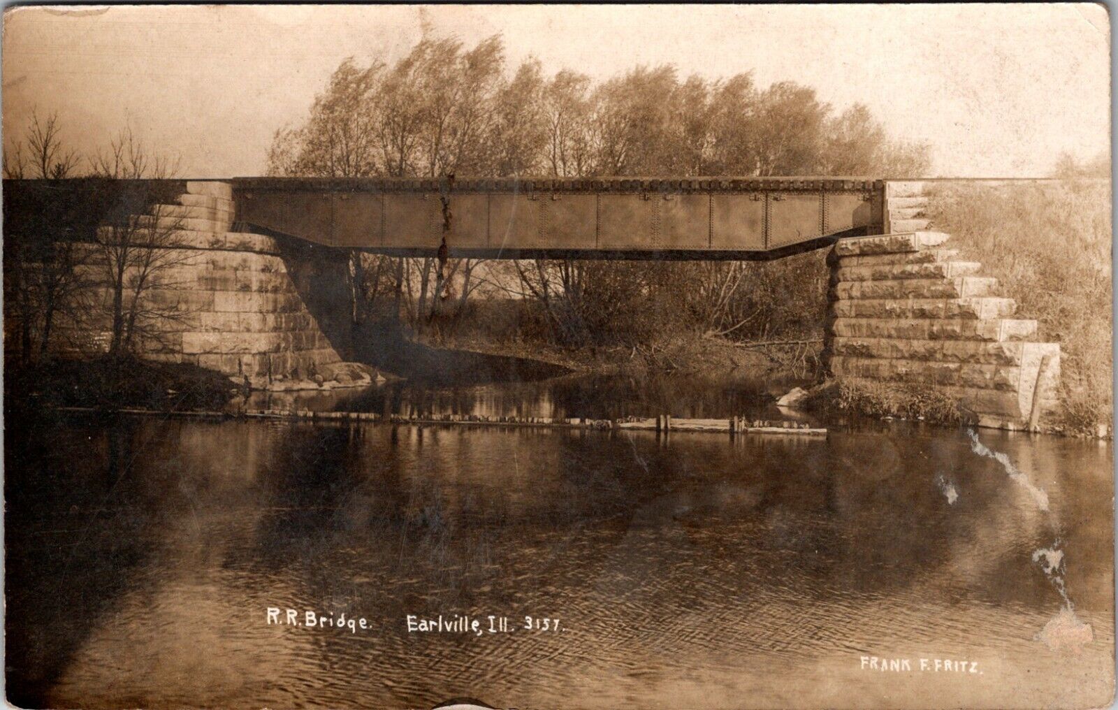 Earlville, IL Illinois Railroad Bridge Real Photo RPPC Postcard J803