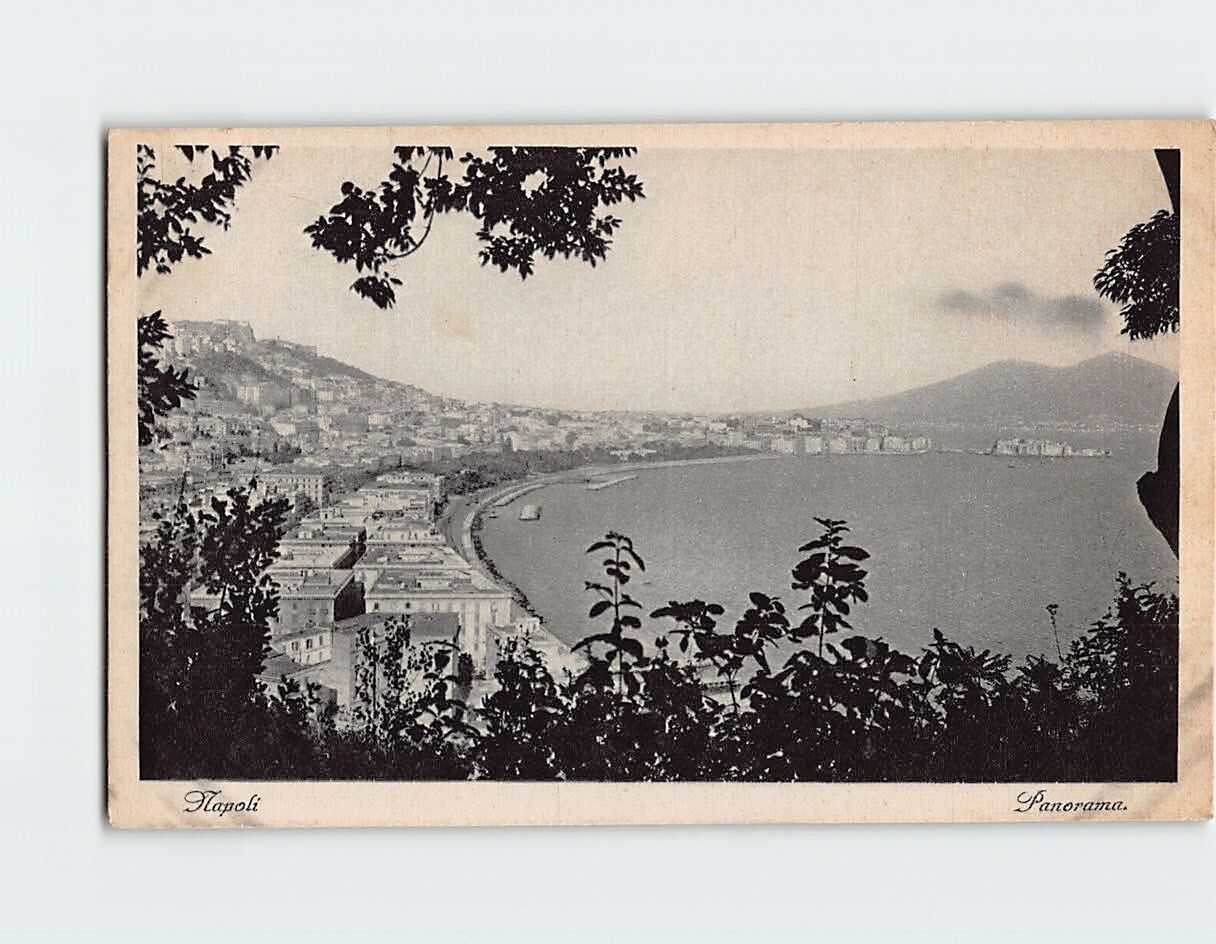 Postcard Panorama Naples Italy