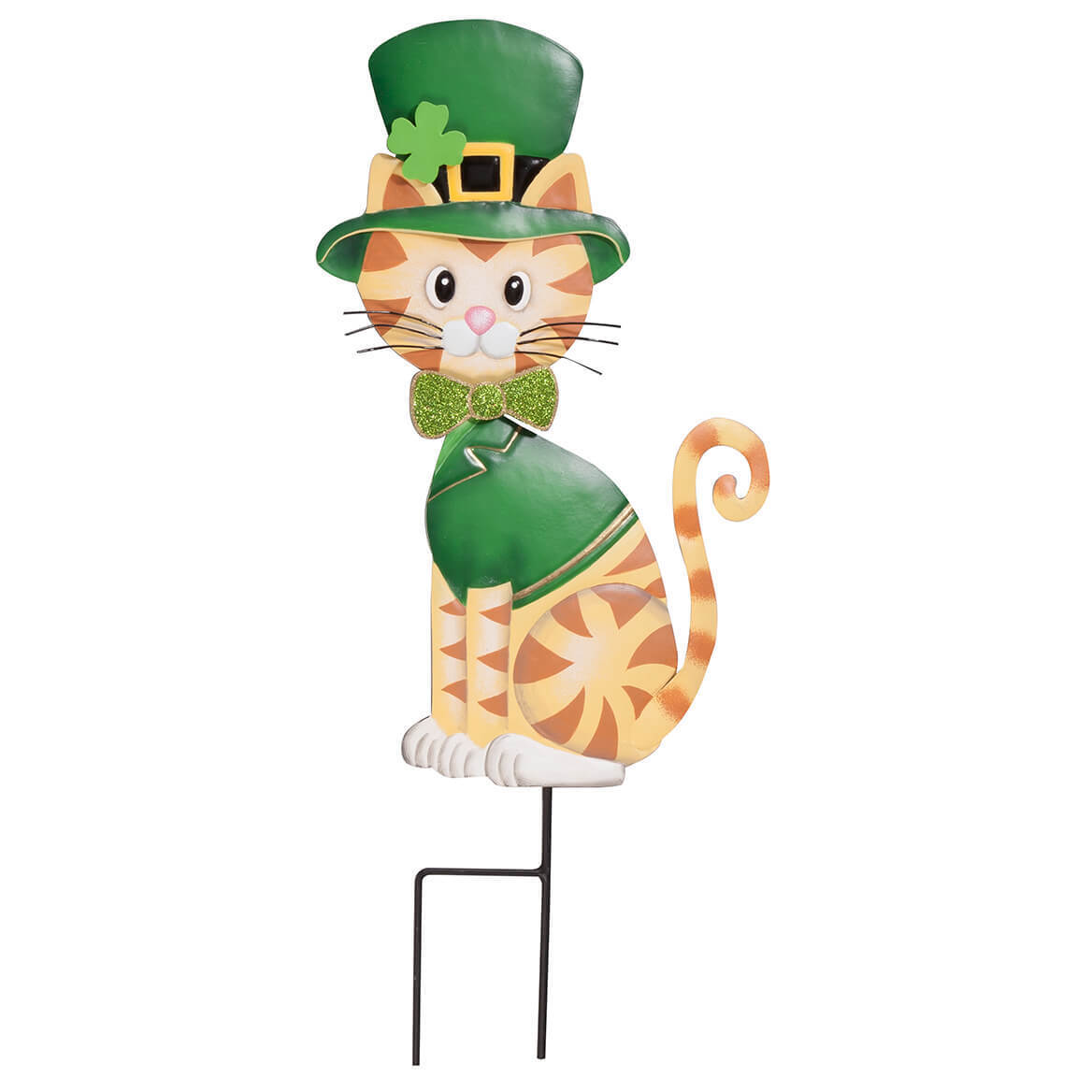 St. Patrick’s Day Cat Lawn Stake by Fox River Creations, Yard Stake, Metal
