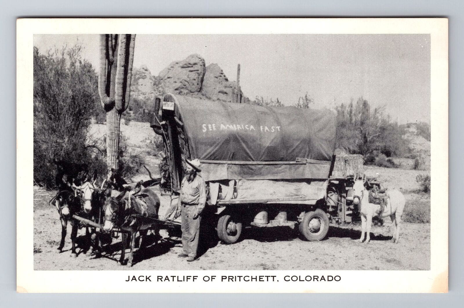 Pritchett CO-Colorado, Jack Ratliff, Covered Wagon, Antique Vintage Postcard