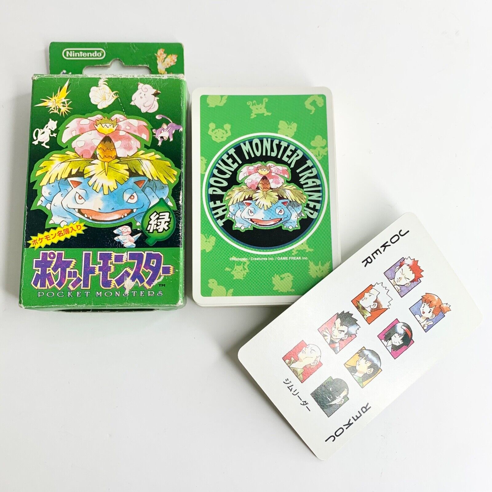 Rare Japanese Pokemon Poker Playing Cards Deck green Venusaur Nintendo 1996