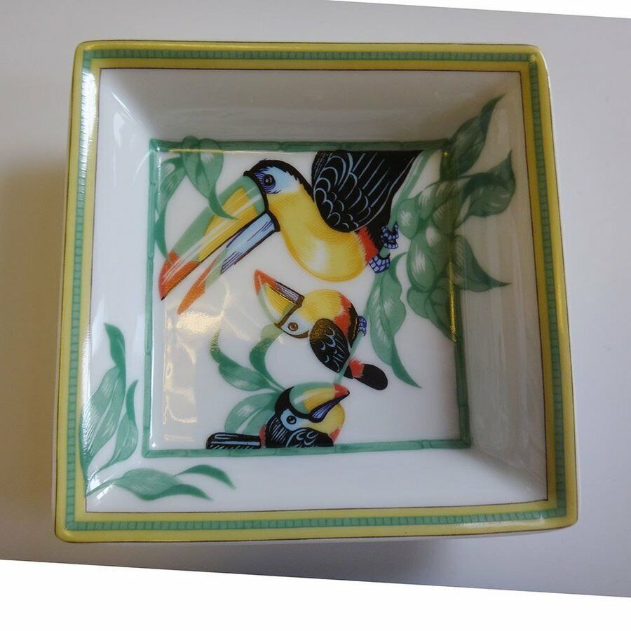 Hermes Paris Accessory Tray Toucan Bird Porcelain Ashtray Plate Dish Cigar