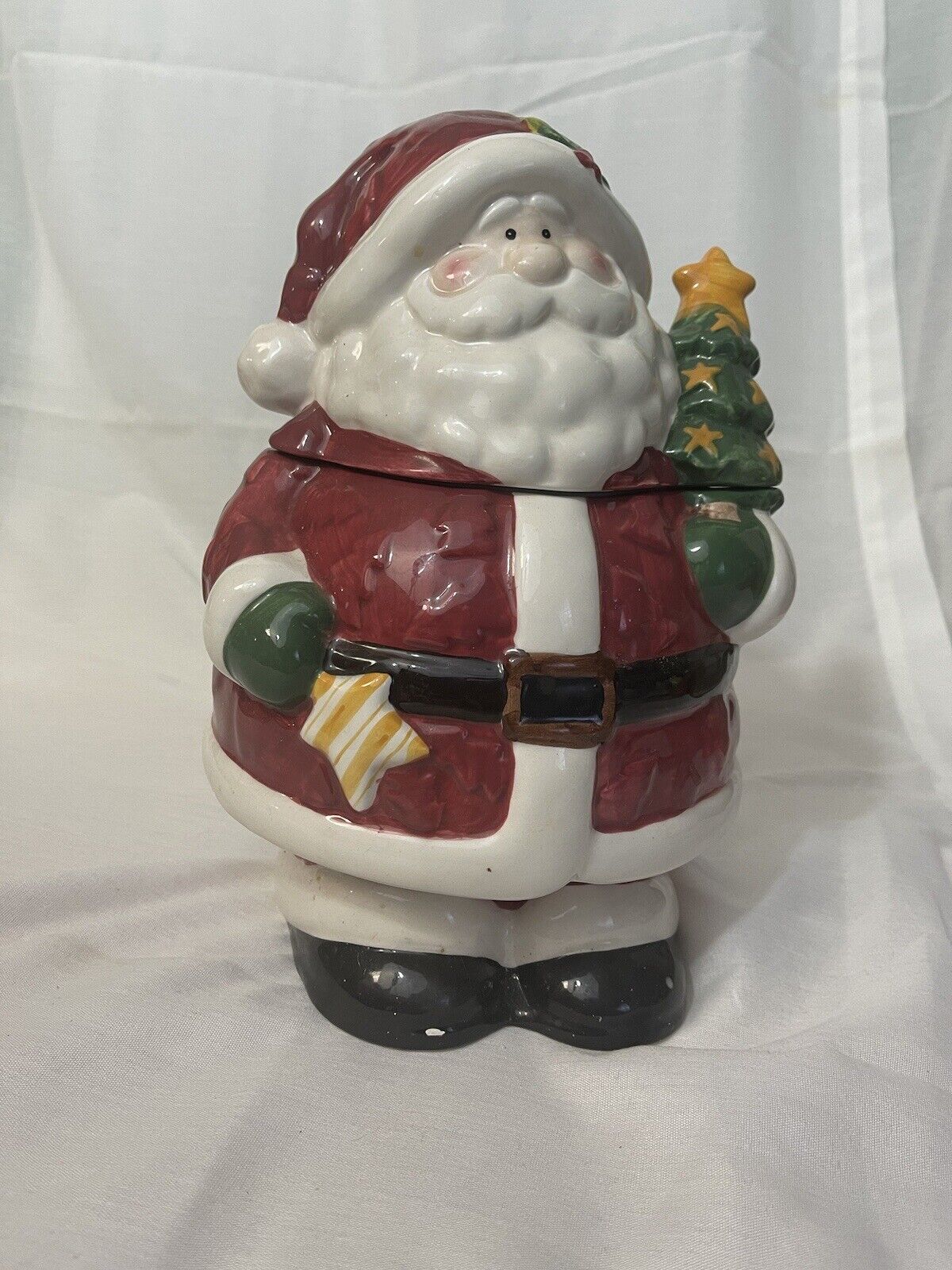 Interntional Silver Co Whimsical Santa Cookie Jar 10” W/Box RARE Christmas Kitch