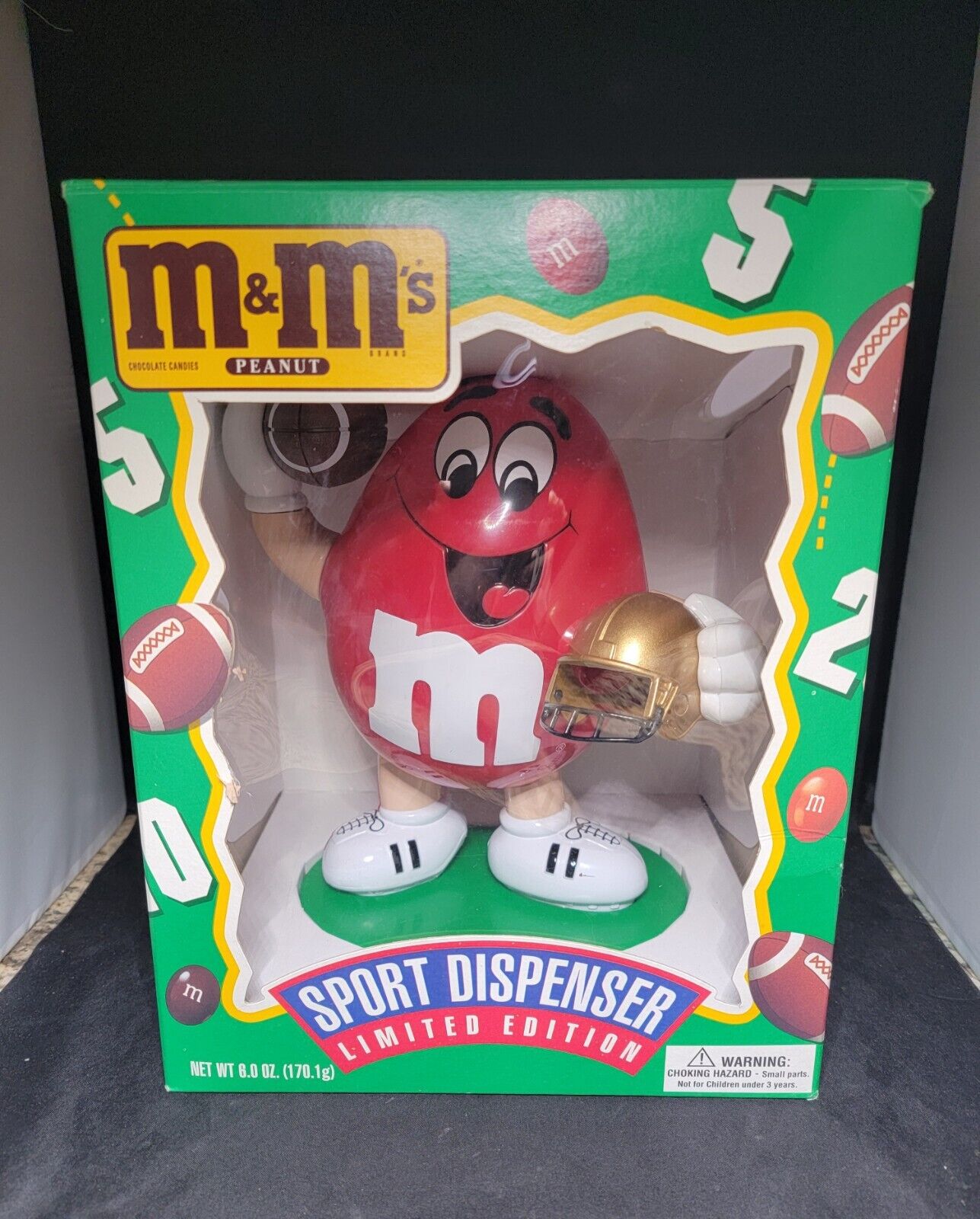 Vtg M&M Football Player Candy Dispenser Collectible 1995 Sports Superbowl NEW