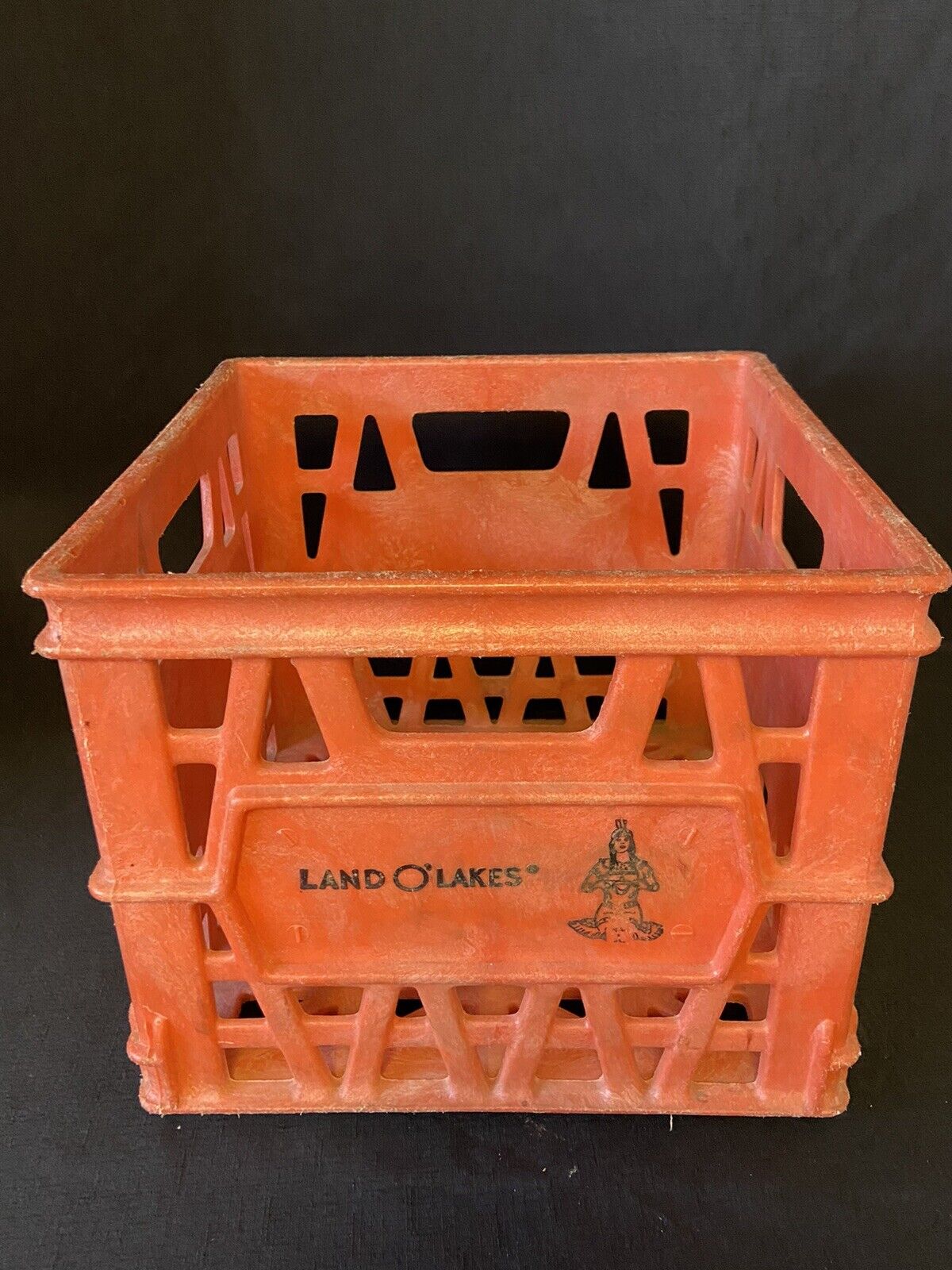 Vintage LAND O LAKES Milk Crate - Dairy Crate - Orange INDIAN MAIDEN Design