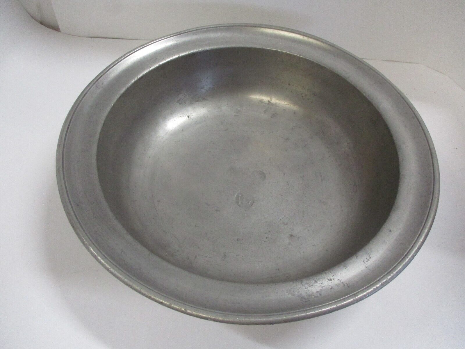 Antique Pewter Bowl with Anchor Mark Stamp