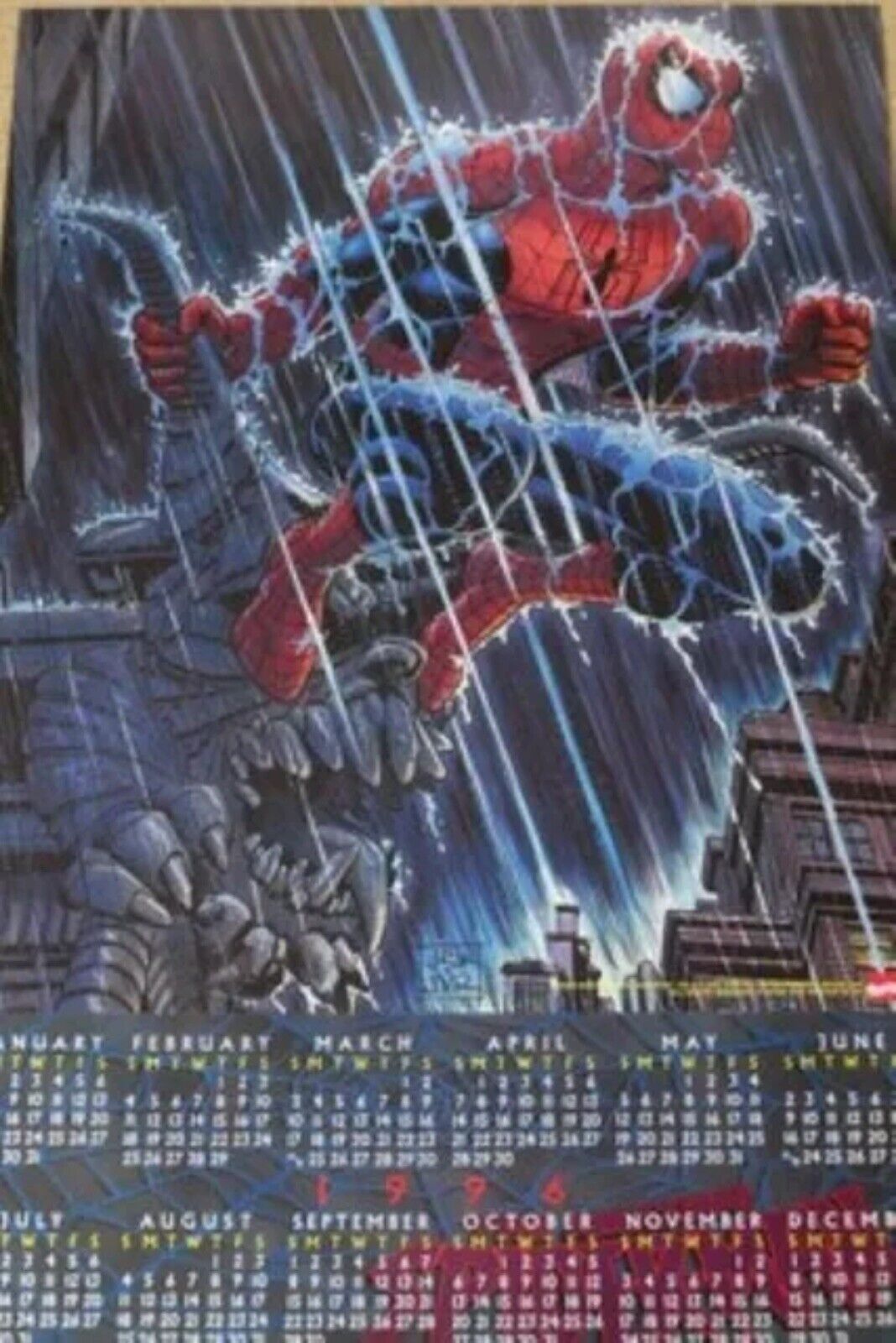 John Romita Jr: Spider-man Marvel Calendar Poster 1996 - Vintage Collage - New